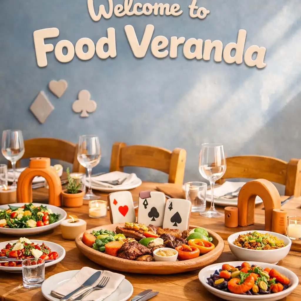 A warm private dining table set with colourful dishes at Food Veranda